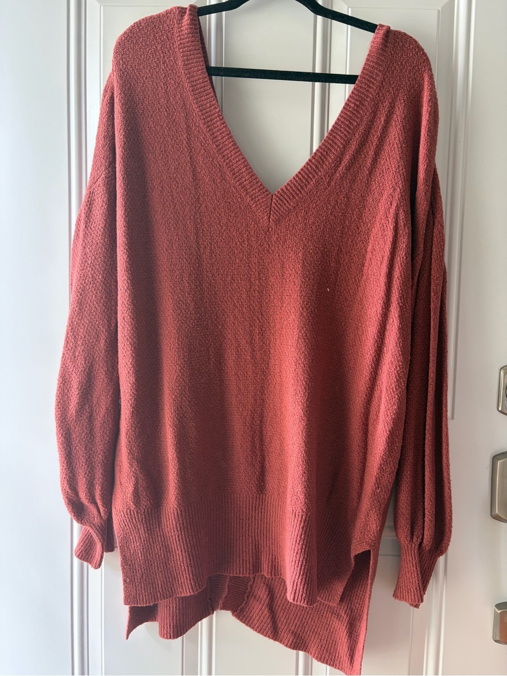 Rusty Rose Oversized V-Neck Knit Sweater